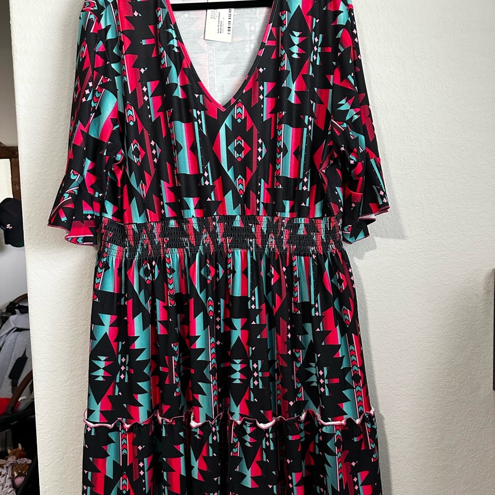 Vibrant Geometric Print Dress